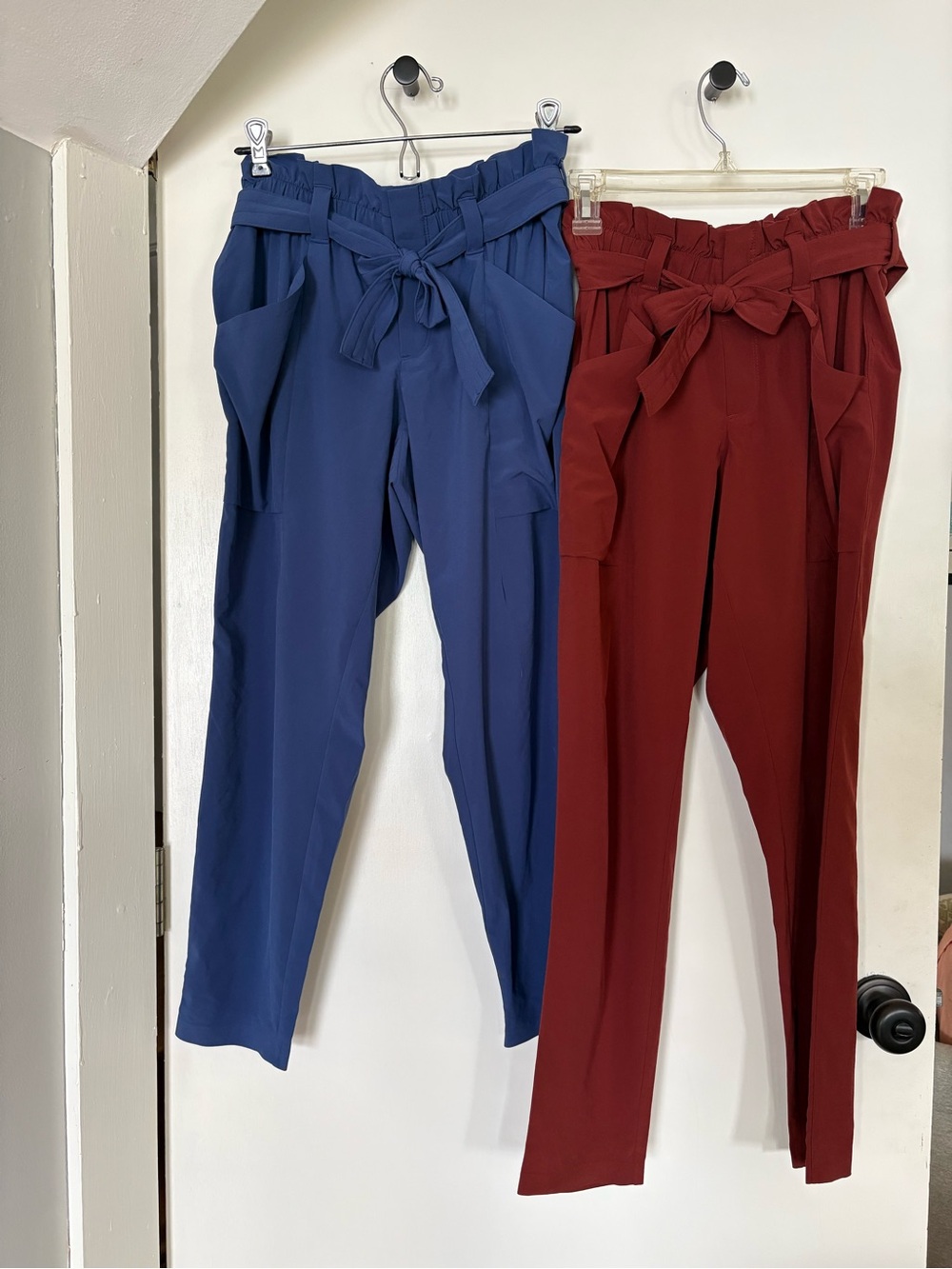 Athleta High-Waist Paperbag Tie-Waist Pants - Blue and Rust